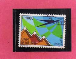 SAN MARINO 1972 POSTA AEREA AIR MAIL AEREO E MONTE TITANO PLANE AND MOUNT LIRE 1000  USATO USED - Luftpost