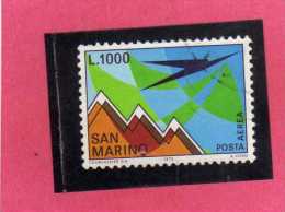 SAN MARINO 1972 POSTA AEREA AIR MAIL AEREO E MONTE TITANO PLANE AND MOUNT LIRE 1000  USATO USED - Luftpost