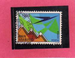 SAN MARINO 1972 POSTA AEREA AIR MAIL AEREO E MONTE TITANO PLANE AND MOUNT LIRE 1000  USATO USED - Luftpost