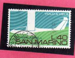 SAN MARINO 1974 POSTA AEREA AIR MAIL AEREOPLANO VOLO A VELA GLIDING PLANE LIRE 40 USATO USED - Luftpost