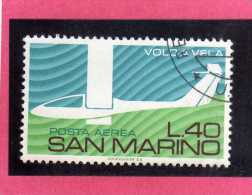 SAN MARINO 1974 POSTA AEREA AIR MAIL AEREOPLANO VOLO A VELA GLIDING PLANE LIRE 40 USATO USED - Luftpost