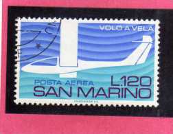 SAN MARINO 1974 POSTA AEREA AIR MAIL AEREOPLANO VOLO A VELA GLIDING PLANE LIRE 120 USATO USED - Luftpost