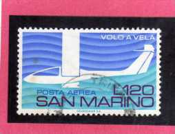 SAN MARINO 1974 POSTA AEREA AIR MAIL AEREOPLANO VOLO A VELA GLIDING PLANE LIRE 120 USATO USED - Luftpost