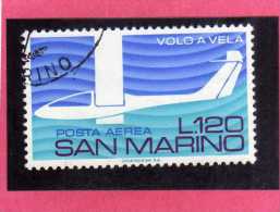 SAN MARINO 1974 POSTA AEREA AIR MAIL AEREOPLANO VOLO A VELA GLIDING PLANE LIRE 120 USATO USED - Luftpost