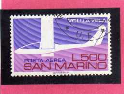 SAN MARINO 1974 POSTA AEREA AIR MAIL AEREOPLANO VOLO A VELA GLIDING PLANE LIRE 500 USATO USED - Luftpost