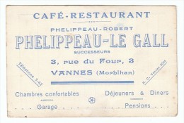 Carte Publicitaire - Vannes (Morbihan) - 3 Rue Du Four - Restaurant Phelippeau-Le Gall - FRANCO DE PORT - Deportes & Turismo