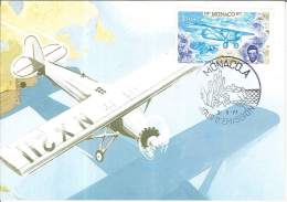 CM Monaco - Cinquantenaire De La Traversée De L'Atlantique Nord Par Ch Lindbergh - 1977 - Maximumkarten (MC)