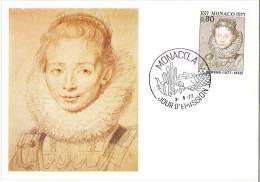 CM Monaco - 400ème Anniversaire De La Naissance De Rubens - Portrait De Jeune Fille - 1977 - Cartes-Maximum (CM)