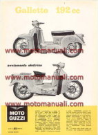 Moto Guzzi GALLETTO 192 AVVIAMENTO ELETTRICO 1961 Scooter Depliant Originale Genuine Brochure Prospekt - Moteurs