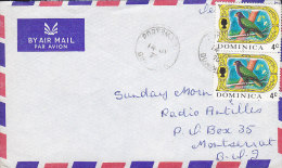 Dominica Airmail Par Avion PORTSMOUTH 1972 Cover Brief To Montserrat B.W.I. 2x Bird Vogel Oiseau Stamps - Dominica (...-1978)