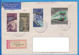 Postal History Cover Registred Par Avion, Tram, Tramways Germany To Romania - Tranvie