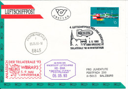 Austria AIRSHIP MAIL Pro Juventute Number 4 Bregens 5-5-1993 With More Postmarks - Altri & Non Classificati