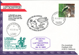 Austria UN AIRSHIP MAIL Pro Juventute Number 5 Wien 15-11-1993 And St. Nikola An Der Donau 6-12-1993 With More Postmarks - New York/Geneva/Vienna Joint Issues