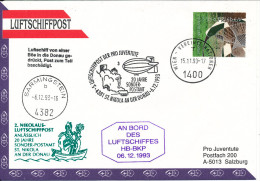 Austria UN AIRSHIP MAIL Pro Juventute Number 5 Wien 15-11-1993 And St. Nikola An Der Donau 6-12-1993 With More Postmarks - Gezamelijke Uitgaven New York/Genève/Wenen