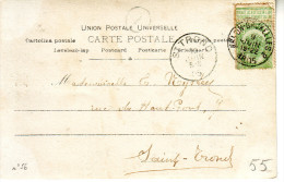 AMBULANT/TREINPOST : PK "ARLON - BRUXELLES 2/ 9 JUIN  15-22 1905 " - Ambulante Stempels