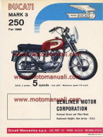 Ducati 250 MARK 3 1966 Depliant Originale Factory Original Brochure - Moteurs