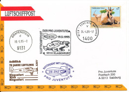 Austria UN Vienna Cover AIRSHIP MAIL Pro Juventute Number 9 Wien 24-4-1995 And Klagenfurt 19-5-1993 With More Postmarks - New York/Geneva/Vienna Joint Issues