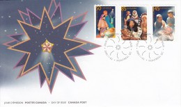 Canada FDC Scott #2125-#2127 Set Of 3 Creches: Nativity, Aboriginal Mother, Child, Mary, Joseph, Baby Jesus - Christmas - 2001-2010