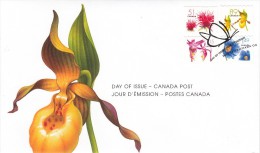 Canada FDC Scott #2128-#2131 Flower Coils - Red Bergamot Blossom, Yellow Lady's,Pink Fairy Slipper, Himalayan Blue Poppy - 2001-2010