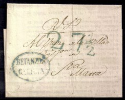 1826 CARTA  PREFILATÉLICA  MARCA  " BETANZOS / GALICIA" EN ÓVALO Y PORTEO, COLOR VERDE - ...-1850 Prefilatelia