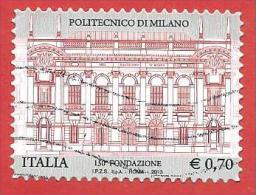 ITALIA REPUBBLICA USATO - 2013 - Politecnico Di Milano - € 0,70 - S. 3389 - 2011-20: Oblitérés