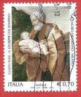 ITALIA REPUBBLICA USATO - 2013 - NATALE RELIGIOSO - S.Giuseppe Col Bambino, Opera Di G.Reni - € 0,70 - S. 3434 - 2011-20: Gebraucht