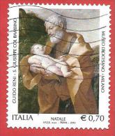 ITALIA REPUBBLICA USATO - 2013 - NATALE RELIGIOSO - S.Giuseppe Col Bambino, Opera Di G.Reni - € 0,70 - S. 3434 - 2011-20: Used