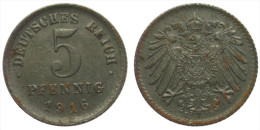 5 Pfennig 1916 E (German Empire) Iron - 5 Pfennig