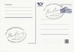 Czech Rep. / Comm. Postmark (1994) Kozlany: 110th Ann. Of The Birth Of The Second President Of CSR, Dr. E. Benes (I7709) - Covers & Documents