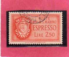 SAN MARINO 1943 ESPRESSI STEMMA SPECIAL DELIVERY COAT OF ARMS ESPRESSO LIRE 2,50  USATA USED - Express Letter Stamps