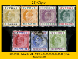 Cipro-021 - 1903-1908 - Edoardo VII - Y&T: N.34,35,37,38,44,45,48, (+/o) - Privi Di Difetti Occulti. - Cyprus (...-1960)
