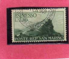 SAN MARINO 1945 ESPRESSI VEDUTA SPECIAL DELIVERY VIEW ESPRESSO LIRE 2,50 USATO USED - Timbres Express