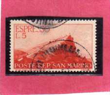 SAN MARINO 1945 ESPRESSI VEDUTA SPECIAL DELIVERY VIEW ESPRESSO LIRE 5 USATO USED - Express Letter Stamps