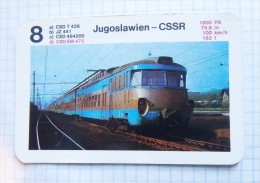 CSD EM 475 LOCOMOTIVE  JUGOSLAWIEN - CSSR Yugoslavia - Czechoslovakia, Tchécoslovaquie / TRAIN Lokomotive / Playing Card - Ferrocarril