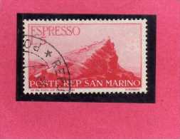 SAN MARINO 1945 1946 ESPRESSI VEDUTA SPECIAL DELIVERY VIEW ESPRESSO LIRE 5 USATO USED - Timbres Express