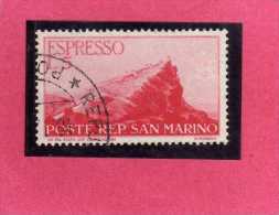 SAN MARINO 1945 1946 ESPRESSI VEDUTA SPECIAL DELIVERY VIEW ESPRESSO LIRE 5 USATO USED - Express Letter Stamps