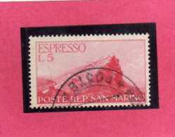 SAN MARINO 1945 1946 ESPRESSI VEDUTA SPECIAL DELIVERY VIEW ESPRESSO LIRE 5 USATO USED - Francobolli Per Espresso