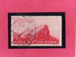 SAN MARINO 1945 1946 ESPRESSI VEDUTA SPECIAL DELIVERY VIEW ESPRESSO  LIRE 5 USATO USED - Express Letter Stamps