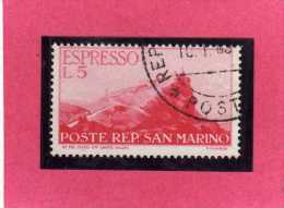 SAN MARINO 1945 1946 ESPRESSI VEDUTA SPECIAL DELIVERY VIEW ESPRESSO  LIRE 5 USATO USED - Francobolli Per Espresso