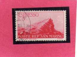SAN MARINO 1945 1946 ESPRESSI VEDUTA SPECIAL DELIVERY VIEW ESPRESSO LIRE 5 USATO USED - Express Letter Stamps