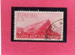 SAN MARINO 1945 1946 ESPRESSI VEDUTA SPECIAL DELIVERY VIEW ESPRESSO LIRE 5 USATO USED - Francobolli Per Espresso