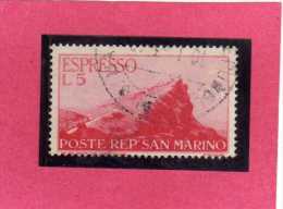 SAN MARINO 1945 1946 ESPRESSI VEDUTA SPECIAL DELIVERY VIEW ESPRESSO LIRE 5 USATO USED - Express Letter Stamps