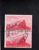 SAN MARINO 1945 1946 ESPRESSI VEDUTA SPECIAL DELIVERY VIEW ESPRESSO LIRE 5 USATO USED - Express Letter Stamps