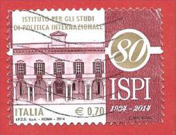 ITALIA REPUBBLICA USATO - 2014 - 80º Ann. Fondazione Istituto Studi Politica Internazionale - ISPI - € 0,70 - S. 3468 - 2011-20: Used