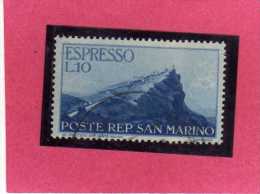 SAN MARINO 1945 1946 ESPRESSI VEDUTA SPECIAL DELIVERY VIEW ESPRESSO LIRE 10 USATO USED - Express Letter Stamps