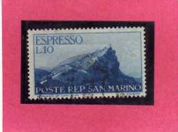 SAN MARINO 1945 1946 ESPRESSI VEDUTA SPECIAL DELIVERY VIEW ESPRESSO LIRE 10 USATO USED - Express Letter Stamps