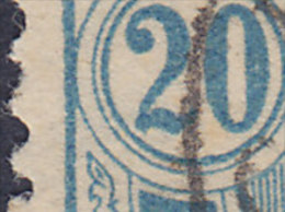 Denmark 1884 AFA 36u 20 Øre ERROR Variety Missing Upstroke On 2 Below To The Left (2 Scans) - Abarten Und Kuriositäten