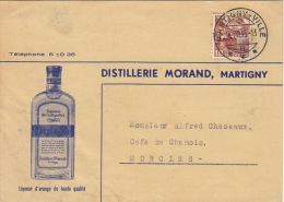 Distillerie Morand, Martigny, Oblit.  17.VIII.45 - Cartas & Documentos