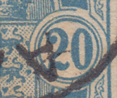 Denmark 1884 AFA 36z 20 Øre ERROR Variety Broken Right Outer Frame Outside 20 (2 Scans) - Variedades Y Curiosidades