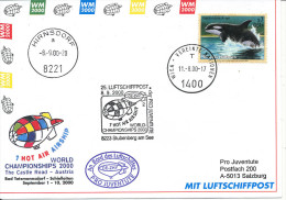Austria UN Vienna AIRSHIP MAIL Pro Juventute Number 25 Wien 11-8-2000 And Hirnsdorf 8-9-2000 With More Postmarks - New York/Geneva/Vienna Joint Issues